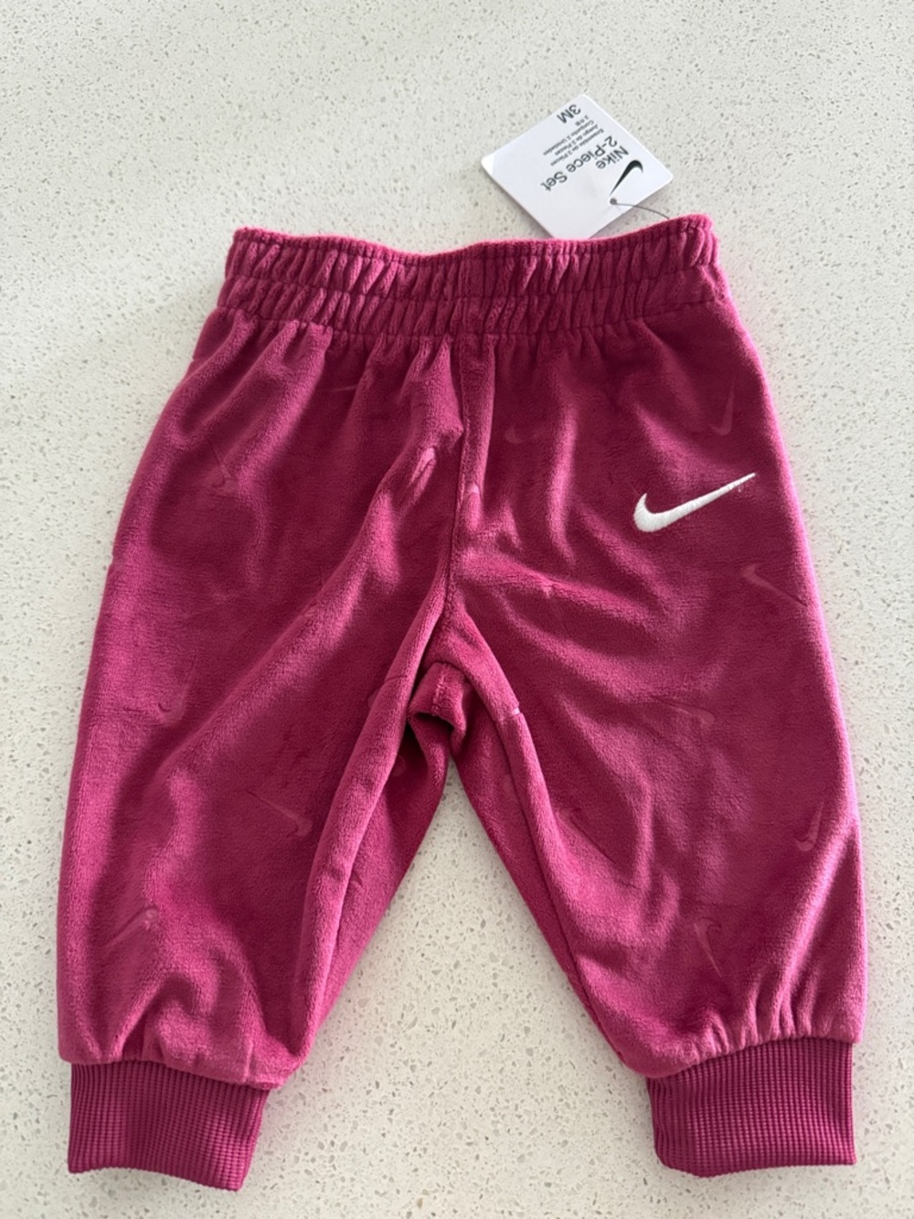 Nike Kids Maroon/Pink Fleece Joggers with White Swoosh
